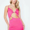 Clearance * Solado Plunging Neck Cut Out Cross Backless Mini Dress Hotpink