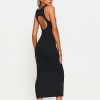 Online * Solado Stripe Knitted Open Back Sleeveless Midi Dress Black