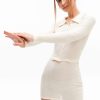 Wholesale * Solado Ribbed Splicing Button Front Mini Dress White