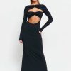 Online * Solado Twist Front Cut Out Open Back Mermaid Maxi Dress Black