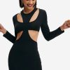 New * Solado Two Piece Cut Out Long Sleeve Mini Dress Black