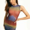 Online * Solado Geometric Print Contrast Color Bodycon Mini Dress Slateblue