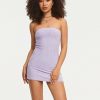 Hot * Solado Off Shoulder Fluffy Bodycon Solid Mini Dress Plum