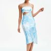 Online * Solado Tie Dye Cut Out Midi Dress Skyblue