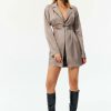 Hot * Solado Plunging Neck Backless Mini Dress Khaki