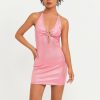 Wholesale * Solado Plunging Neck O-Ring Front Bodycon Mini Dress Pink