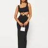 Clearance * Solado Square Neck Cross Back Bodycon Maxi Dress Black