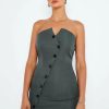 Hot * Solado Notched Neck Button Front Tube Mini Dress Gray