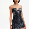 Wholesale * Solado Colorful Sequin Notched Neck Off Shoulder Mini Dress Black