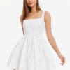 Clearance * Solado Solid Pleat Detail Backless Mini Dress White