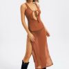 Online * Solado Side Split Tie Front Cut Out Maxi Dress Without Thong Peru