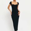 New * Solado Sweetheart Ribbed Knit Short Sleeve Bodycon Dress Black