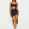 Hot * Solado Cut Out Asymmetrical Hem Backless Midi Dress Black