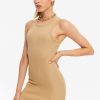 New * Solado Basic Ribbed Sleeveless Mini Dress Khaki