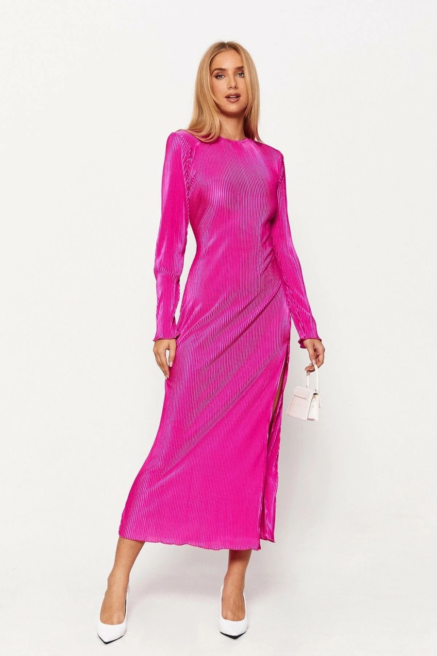 Hot * Solado Open Back Split Hem Long Sleeve Maxi Dress