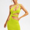 Wholesale * Solado One Shoulder Cut Out Bodycon Mini Dress Yellowgreen