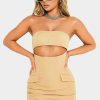 Wholesale * Solado Cut Out Solid Tube Bodycon Mini Dress Khaki