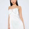 Clearance * Solado Rhinestone Strap Bow Decor Keyhole Mini Dress White