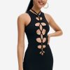 Online * Solado Cut Out Tie Detail Sleeveless Mini Dress Black