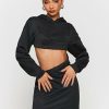 Wholesale * Solado Cut Out Drop Shoulder Long Sleeve Hooded Mini Dress Black