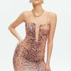 Wholesale * Solado Snake Print Cut Out Bodycon Cami Dress Brown