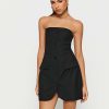 Online * Solado Off Shoulder Button Front A-Line Mini Dress Black