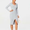 Online * Solado Halter Neck Twist Front Split Hem Sweater Dress Lightgray