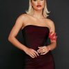 Clearance * Solado Mesh Splicing Bodycon Tube Mini Dress Darkred