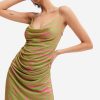 Clearance * Solado Swirl Print Cowl Neck Cami Mini Dress Lightgreen