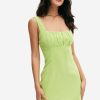 Wholesale * Solado Sqaure Neck Ruched Backless Mini Dress Greenyellow