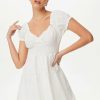 New * Solado Pleated Trim Elastic Waist Mini Dress White