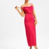 Wholesale * Solado Satin Cowl Neck Tie Backless Solid Maxi Dress Deeppink