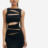 Clearance * Solado Cut Out Sleeveless Round Neck Mini Dress Black