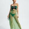 Wholesale * Solado Mesh Halter Neck Tie Backless Midi Dress Without Panty Green