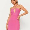 New * Solado Halter Neck Keyhole Open Back Sweater Dress Hotpink