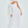 Hot * Solado Asymmetrical Neck One Sleeve Open Back Maxi Dress White