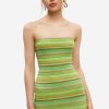 Clearance * Solado Colorblock Stripe Knitted Tube Mini Dress Yellowgreen