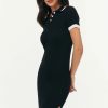 New * Solado Colorblock Trim Split Hem Knitted Mini Dress Black