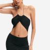 Clearance * Solado Halter Neck Backless Cut Out Mini Dress Black