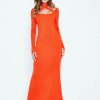 Clearance * Solado Cross Over Halter Neck Mermaid Maxi Dress Orange