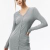 Hot * Solado Solid Button Front Knitted Mini Dress Grey