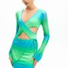 Clearance * Solado Gradient Cut Out Tie Detail Mini Dress Aquamarine