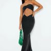 New * Solado Lurex Cut Out Bodycon Tube Maxi Dress Black