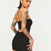 Clearance * Solado Off Shoulder Cut Out Bodycon Mini Dress Black