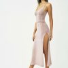 Hot * Solado Plunging Neck High Split Hem Backless Knitted Maxi Dress Lavenderblush