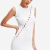 Clearance * Solado Ribbed Knit Cut Out Sleeveless Mini Dress White