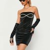 Clearance * Solado Pearl Decor Tube Bodycon Mini Dress With Oversleeve Black