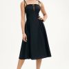 Hot * Solado Lace Up Cinched Waist Cami Midi Dress Black