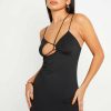 New * Solado Halter Neck Cut Out Open Back Bodycon Mini Dress Black