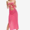 Online * Solado Cut Out Split Thigh Tube Maxi Dress Pink